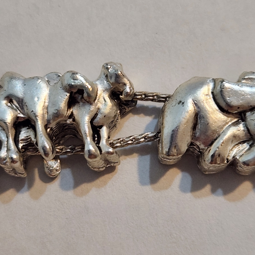 Vintage Noah's Ark theme slide bracelet Silver Colored sheep camel elephant dove - Picture 13 of 16